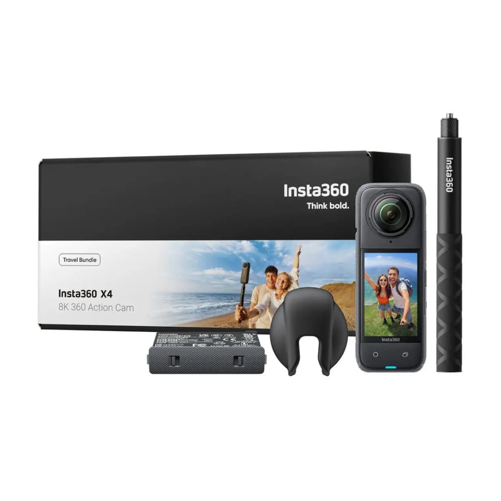 Câmera Insta360 X4 Travel Bundle Bateria + Bastão + Protetores