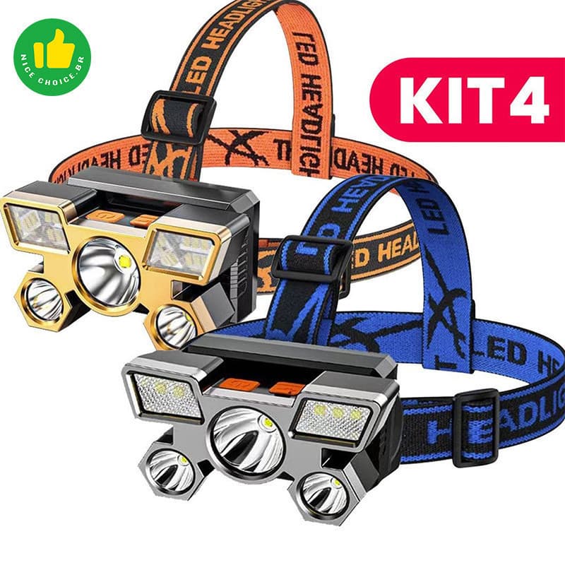 Lanterna Holofote De Cabeça 5 LED Super Brilhante À Prova D 'Água USB Recarregável 4 modos SHOYYI