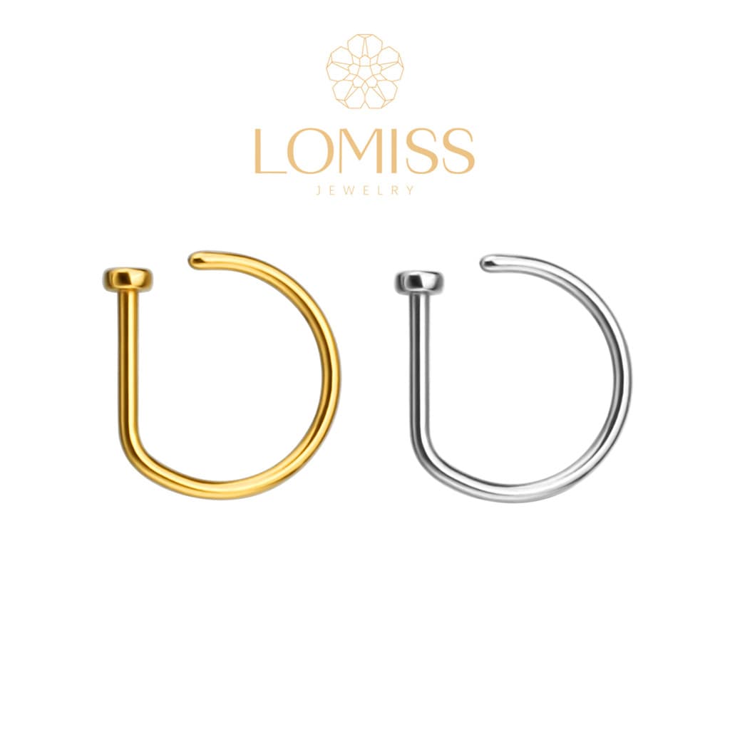 Piercing Nariz Argola D-Ring Dourado Aço Cirúrgico Nostril, Septril, Rook, Conch