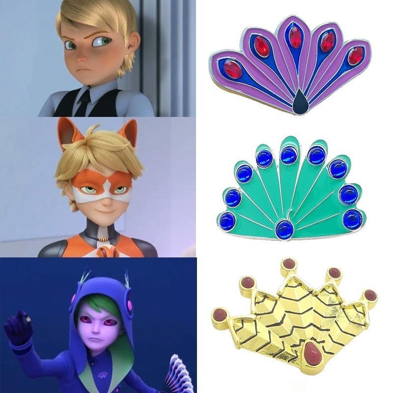 Anime Pavão Concha Bay Menina Reddy Colar Felix Broche Periférico Pinos Brilhante Cristal Incrustado Metal Emblema Roupa