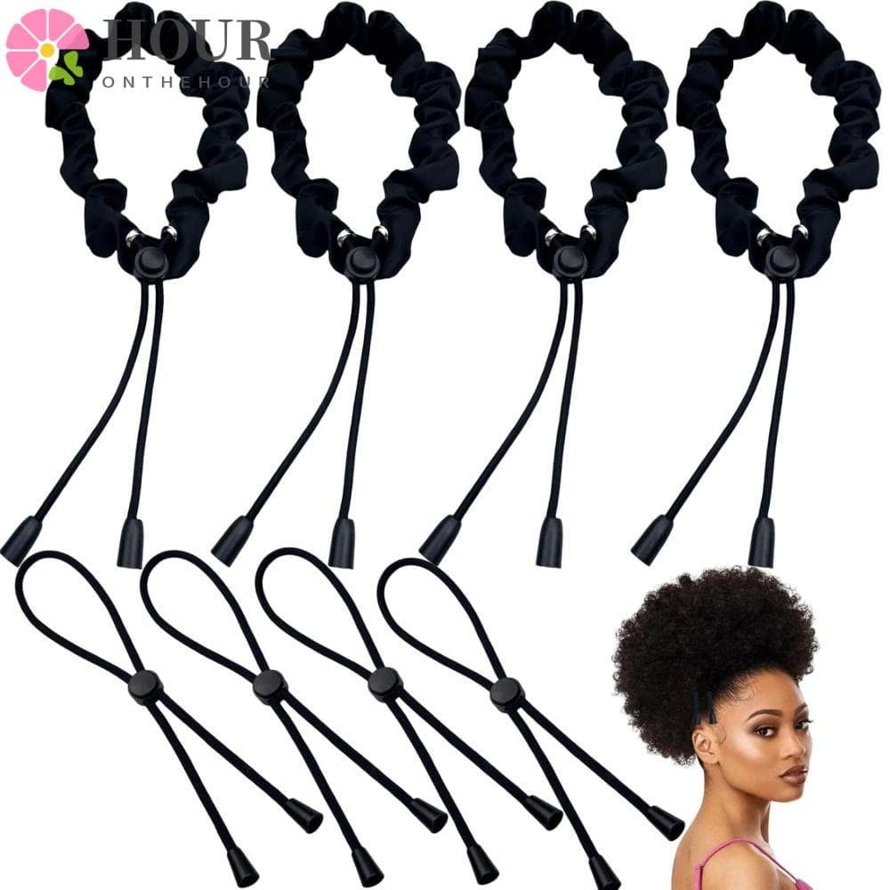 Faixa De Cabelo HOUR , Corda Ajustável De Rabo De Cavalo Bufante , Faixas De Penteado Afro Pretas Africanas