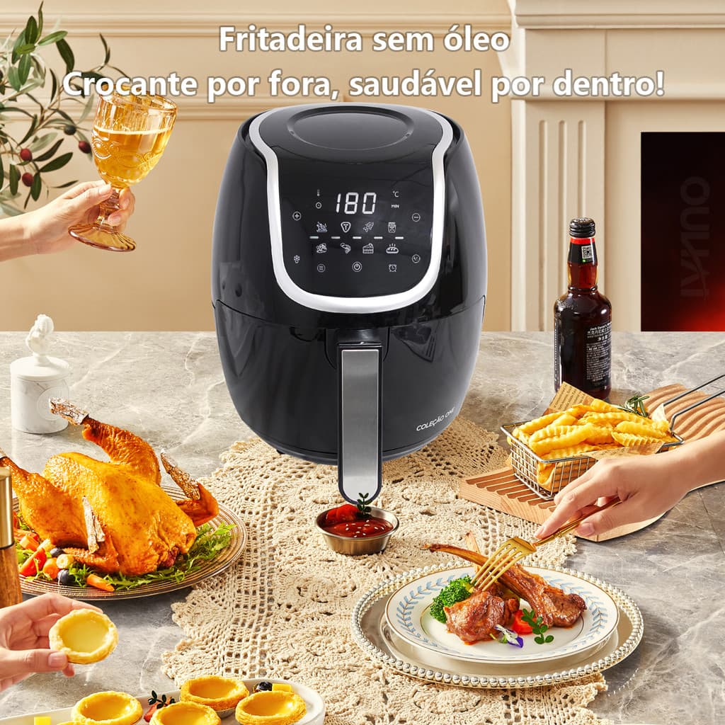 Fritadeira Sem Oleo Air Fryer Digital Facil E Rapido 5/5,5/6,5 Litro