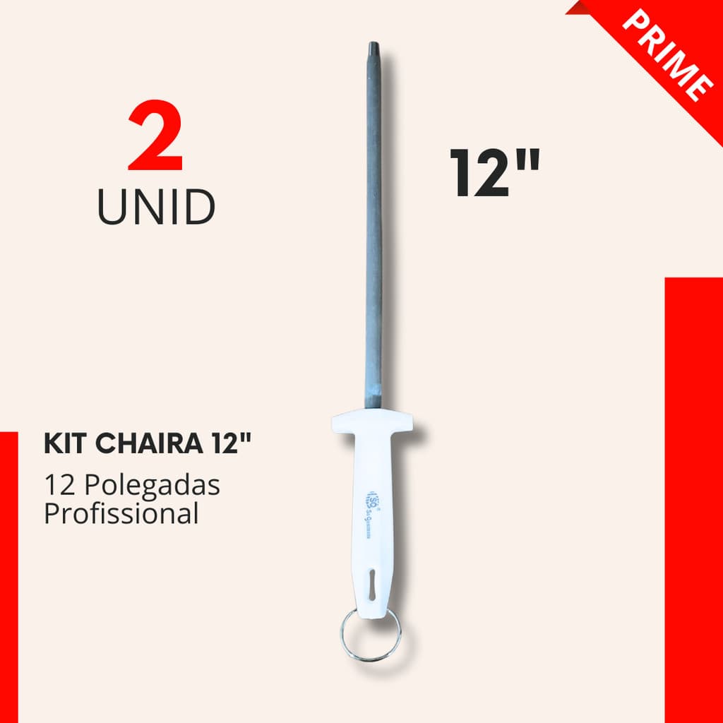 Kit 2 Chaira 12"  Profissional Açougue Churrascaria Restaurante Churrasco Cozinha