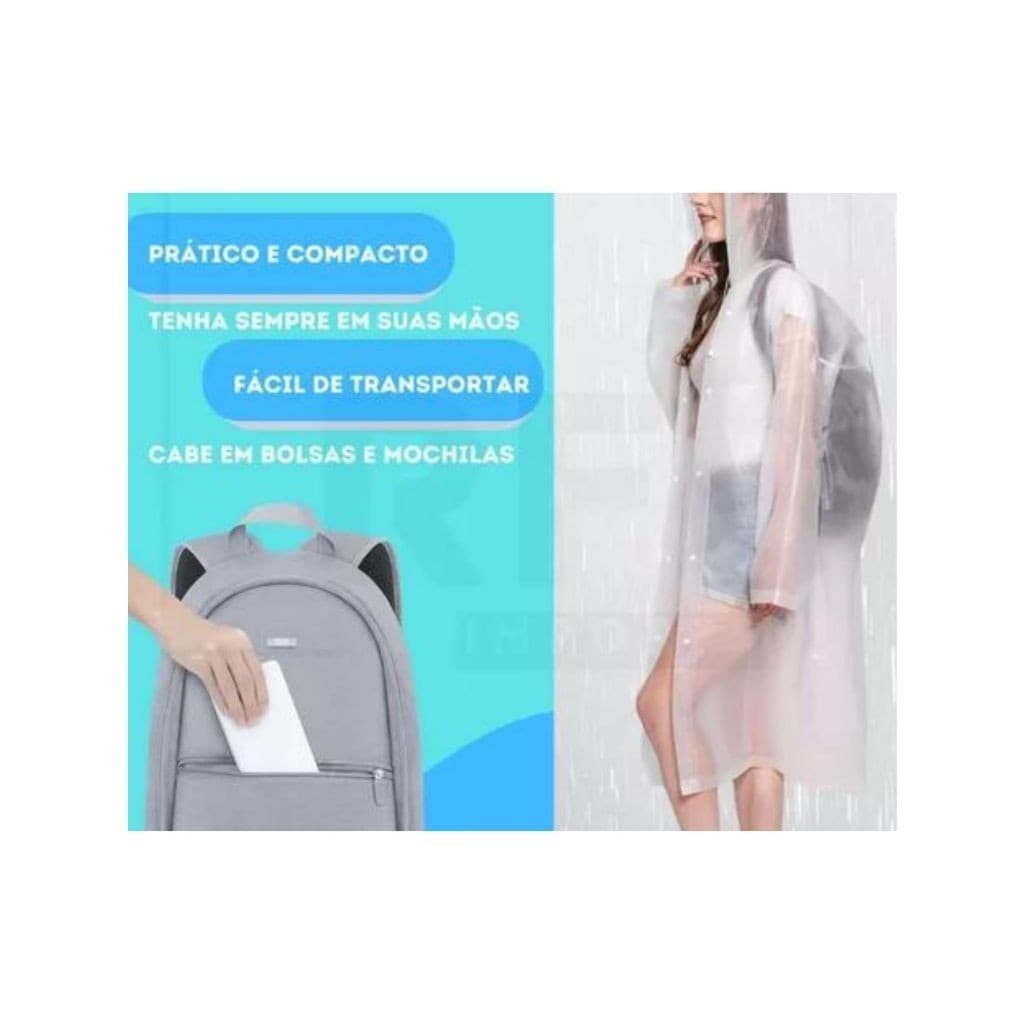 Capa Chuva Resistente com Gabardina Grossa e Comprida Transparente Reforçada Reutilizável