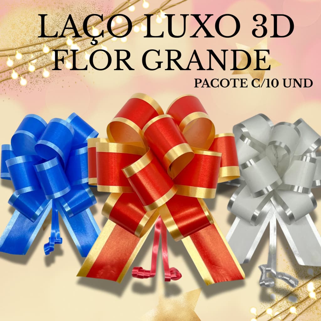Laços Pronto Para Presente e Embalagem - Flor Grande - 10 unidades - LUXO 3D