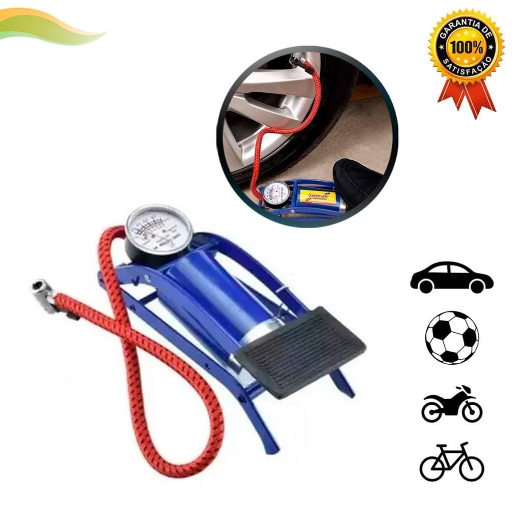 Bomba De Ar Portatil Com Pedal De Encher Pneu Bike E Bola