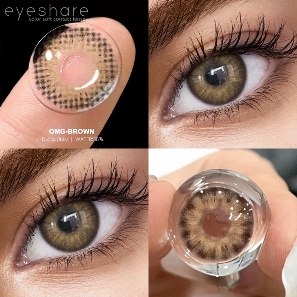 Eyeshare 2pcs OMG Lente De Contato Marrom Para Olhos Lentes Coloridas 14mm Cosméticos Anuais