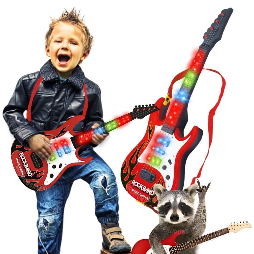 Brinquedo Guitarra infantil eletrônica baixo com luzes led e som fantasia de rock brinquedos musicais presente criança