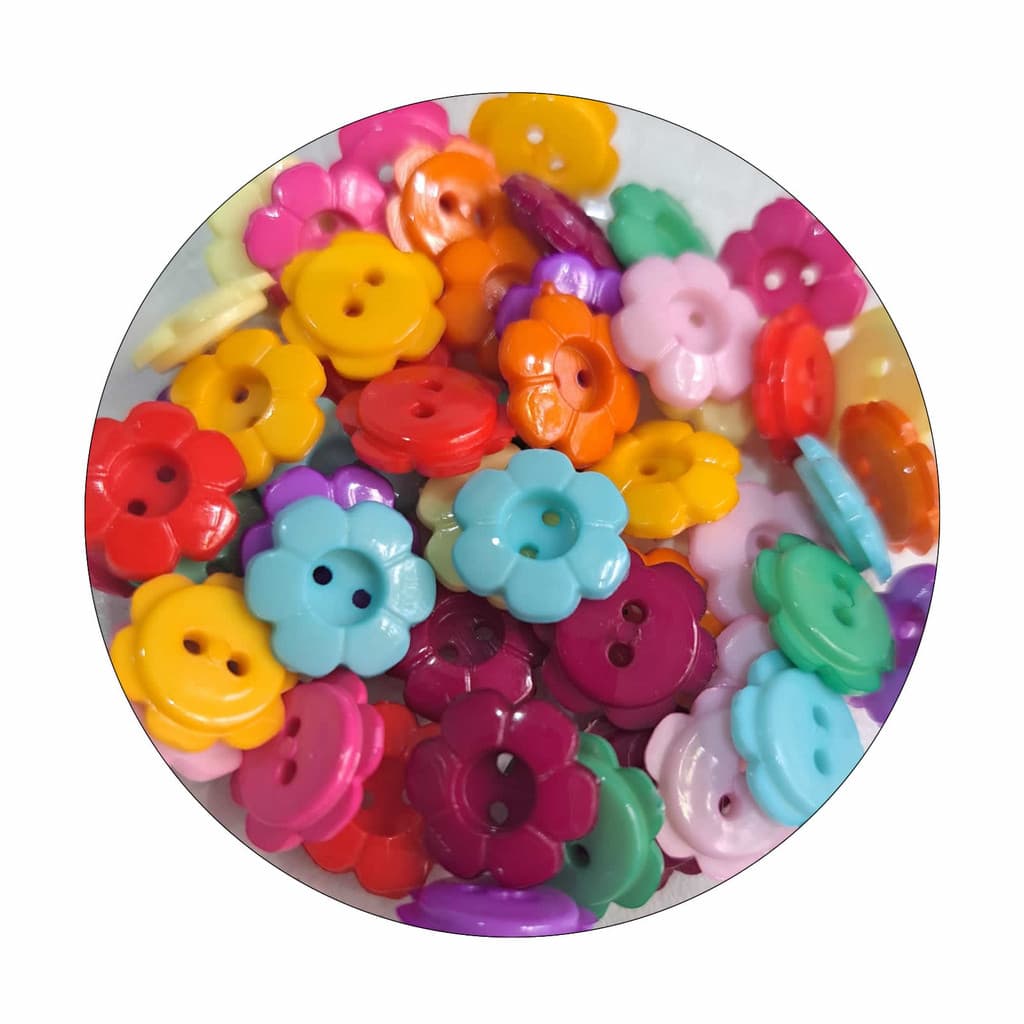 25 Botão Flor Florzinha 2 Furos 17mm Tam: 28 Escolha a Cor