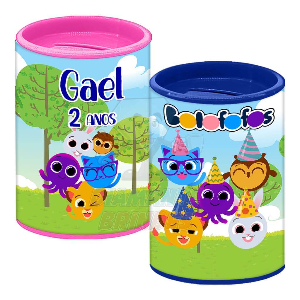 Cofrinho Personalizado Bolofofos Lembrancinha Aniversário Festa Bolofofo Infantil Cofre Envio Rápido