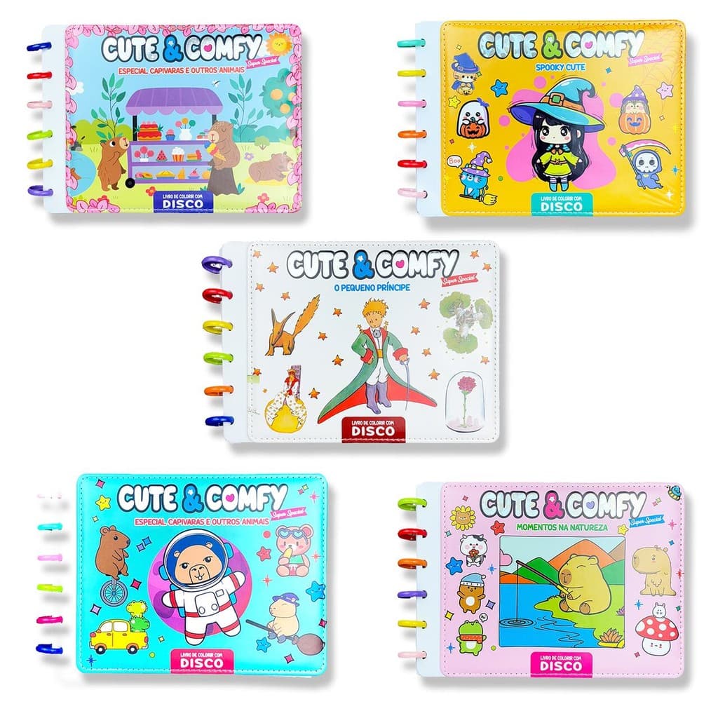 Combo Cute & Comfy Super Special - Kit com 05 Livros de Colorir em Disco