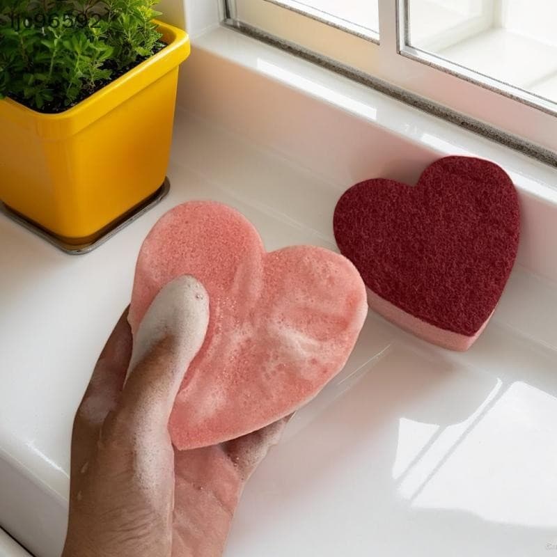 [ljc] 10 Peças Esponja De Coração Almofada Resistente Forte Descontaminação Toalha De Prato Formato Fofo Não Acessórios 