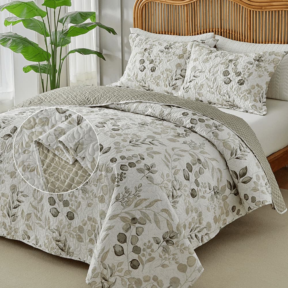 Kit Colcha Cobre Leito 3 Peças Itália Estampado Dupla Face Aba Americana King Queen Casal Solteiro