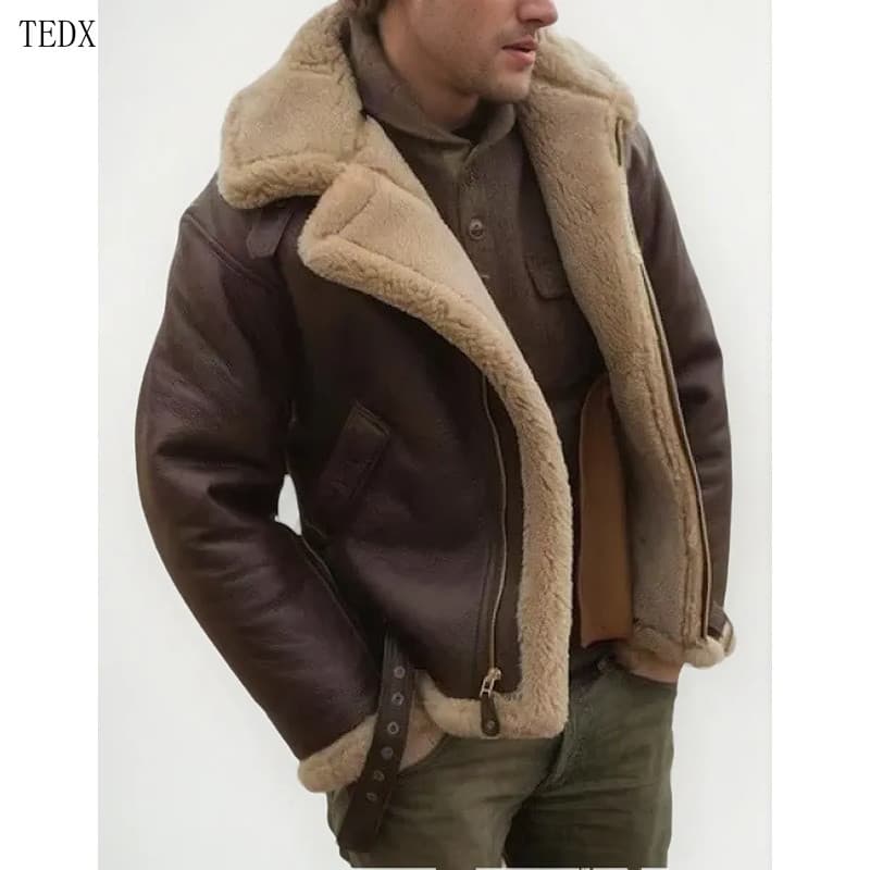 Jaqueta de Couro Masculina, Casaco de Pele Grossa Adequado para Ho GPKD