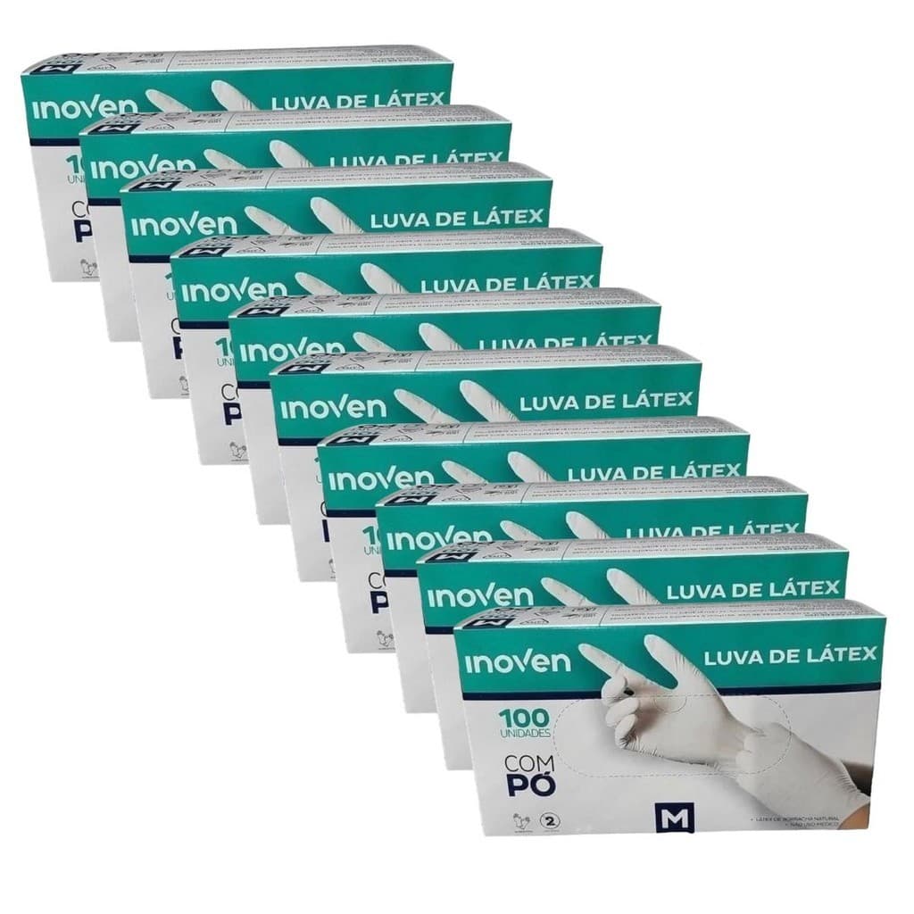 Luva de Látex Com Pó Tamanho M 1000 Unidades Inoven