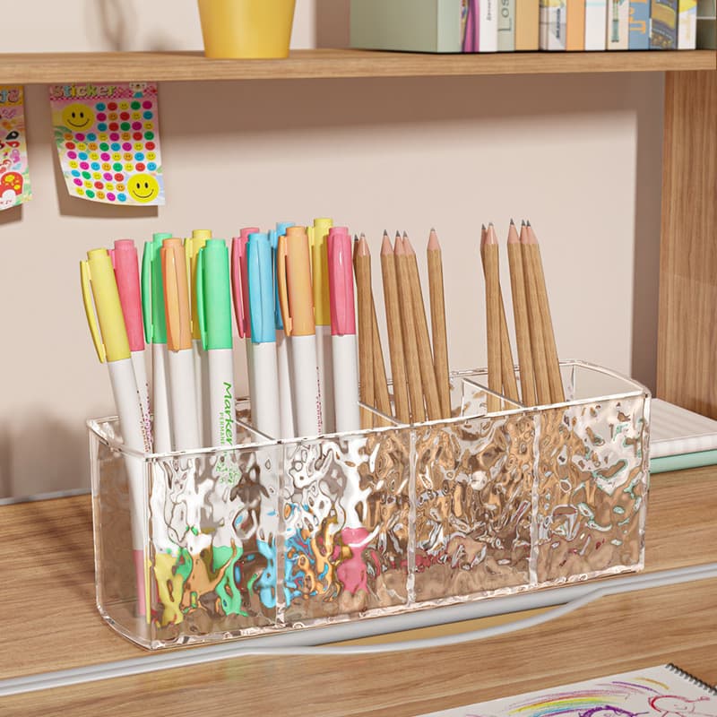 Caixa De Armazenagem Porta Canetas Acrílico De Grande Capacidade Transparente Para Home Office