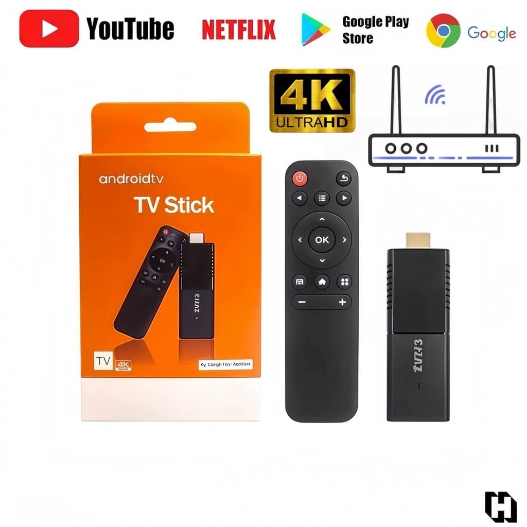 Stick 4K Hdmi Smart 2GB 8GB Android 9.0 Hub Com Android 9.0 Controle Remoto De Voz Inteligente