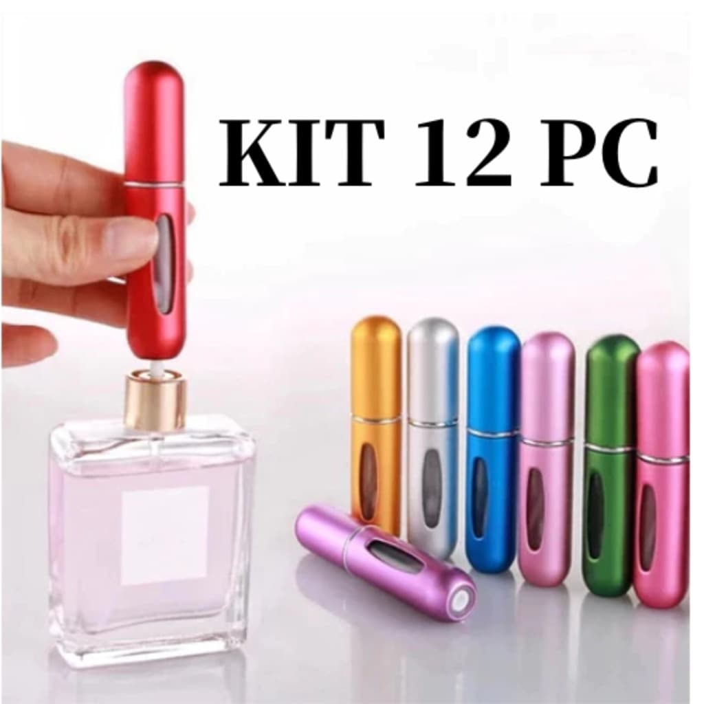KIT 12 Pcs Porta Perfume Recarregavel Portatil Spray 5ml-