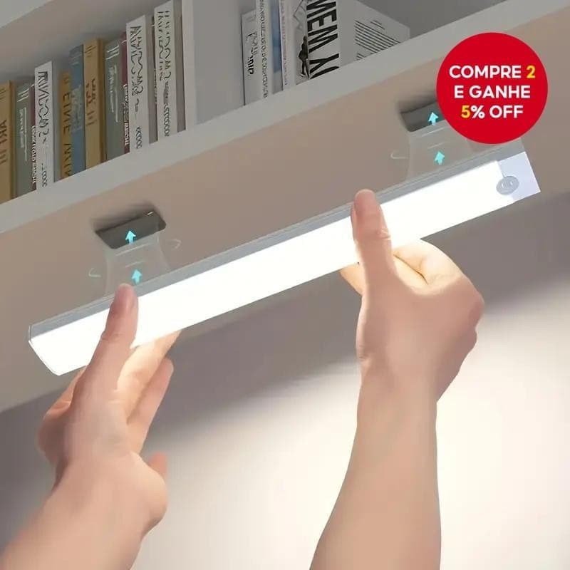 Luz LED com Sensor de Movimento Recarregável por USB - Magnética, Brilho Ajustável para Guarda-Roupas e Armários