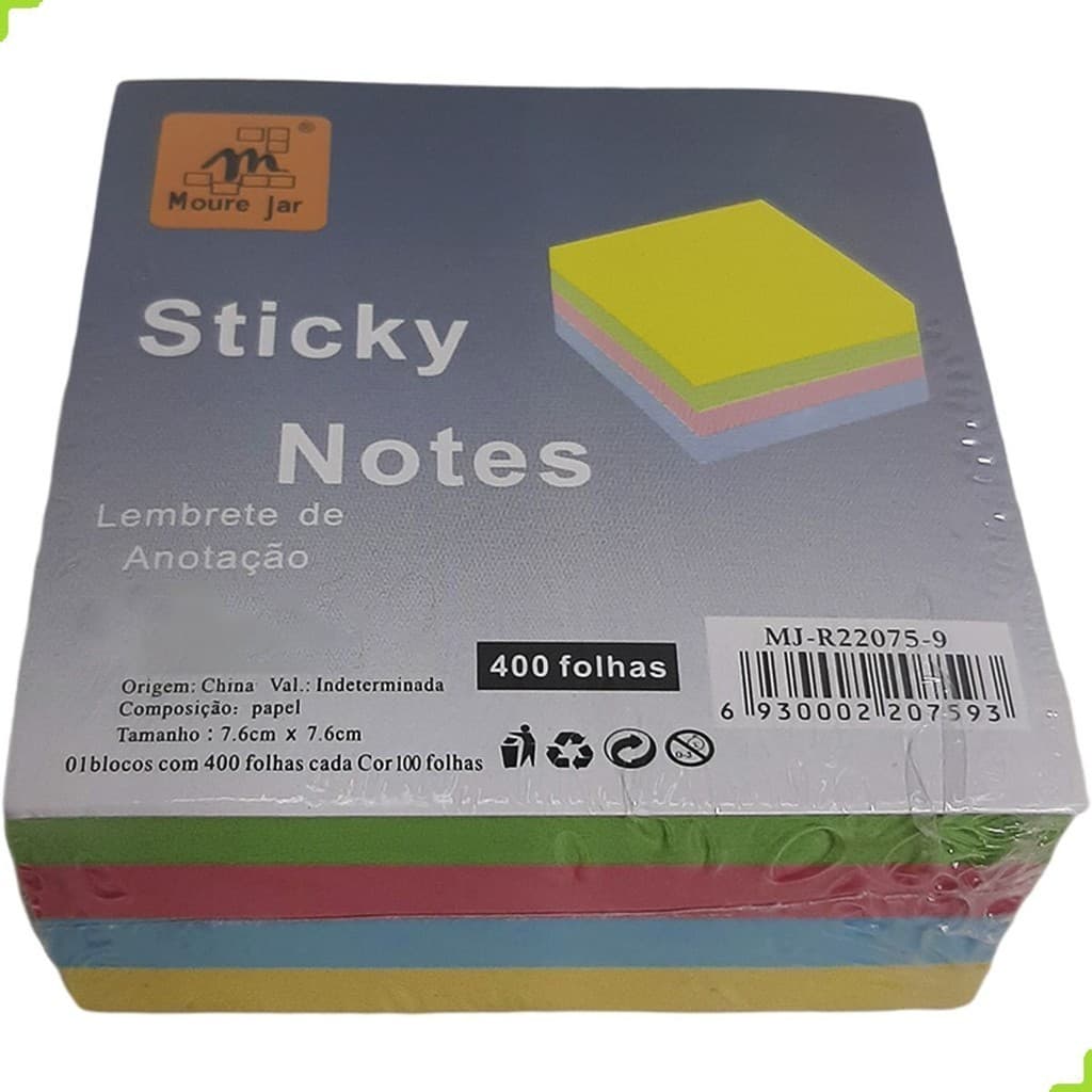 Bloco Auto Adesivo Recado 400 Folhas Pastel 76x76