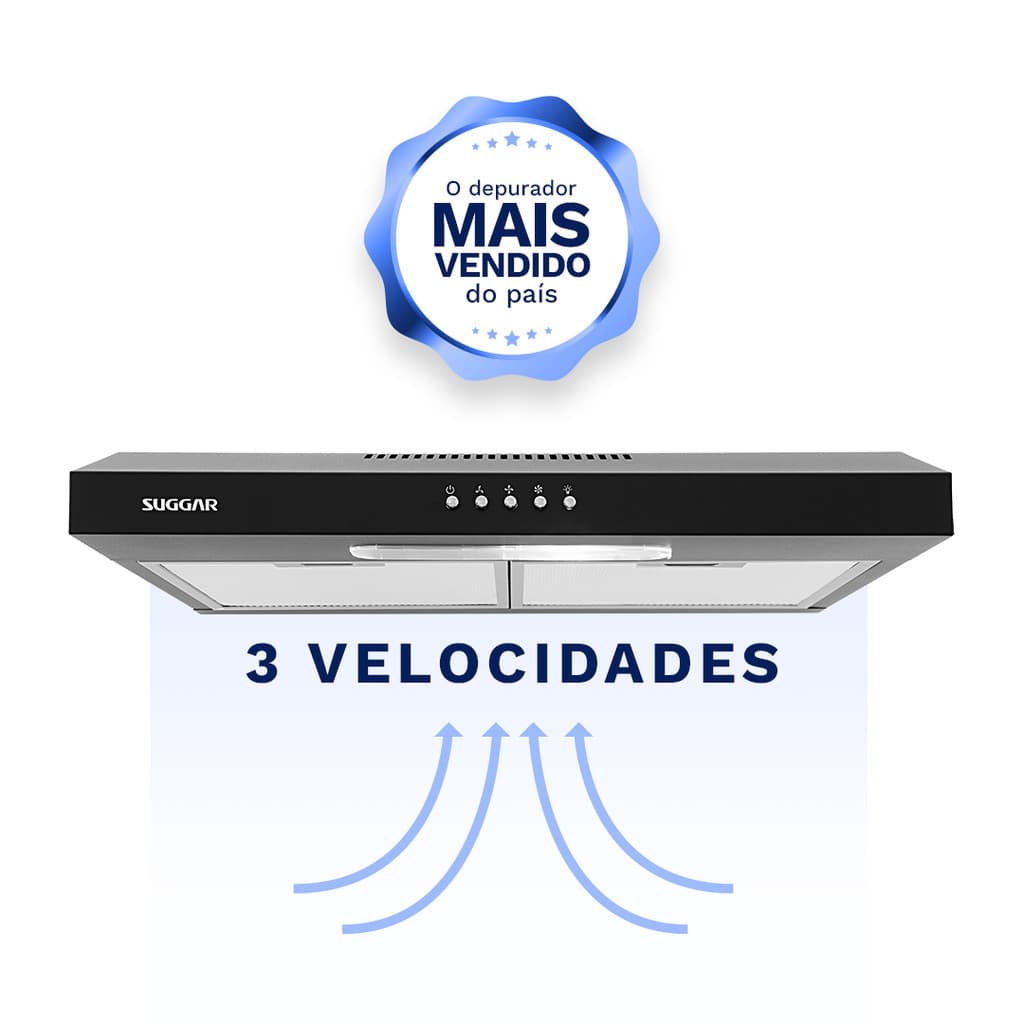 Depurador Exaustor Slim 60Cm Preto DPS162PT Suggar 220V