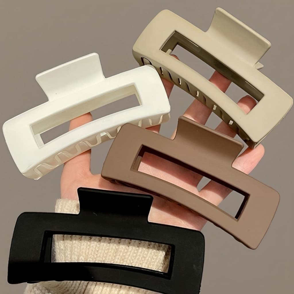 KIT 1/2/3 Piranha Garra Cabelo Presilha Grande Prendedor Plástico Formato Quadrado Minimalista Feminino Loong