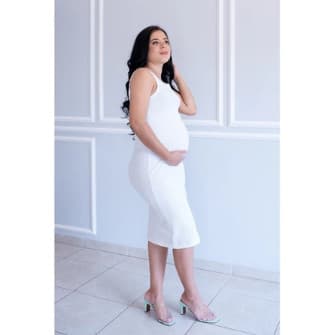 Vestido Manga Gestante Grávida Maternidade Canelado Confortavel Fenda Longo Evangélico Casual Moderno