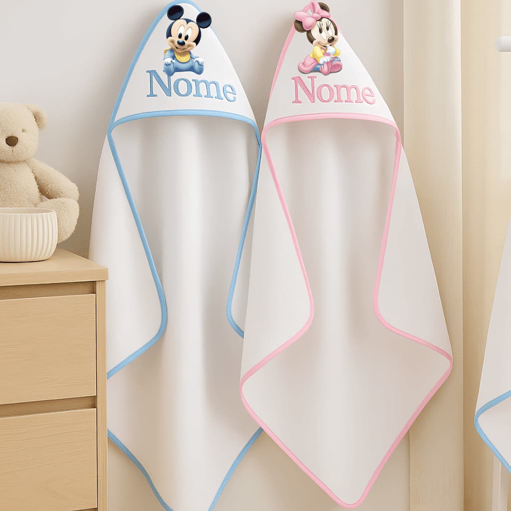 Toalha Infantil de Bebe Personalizada Com Nome Varias Estampas
