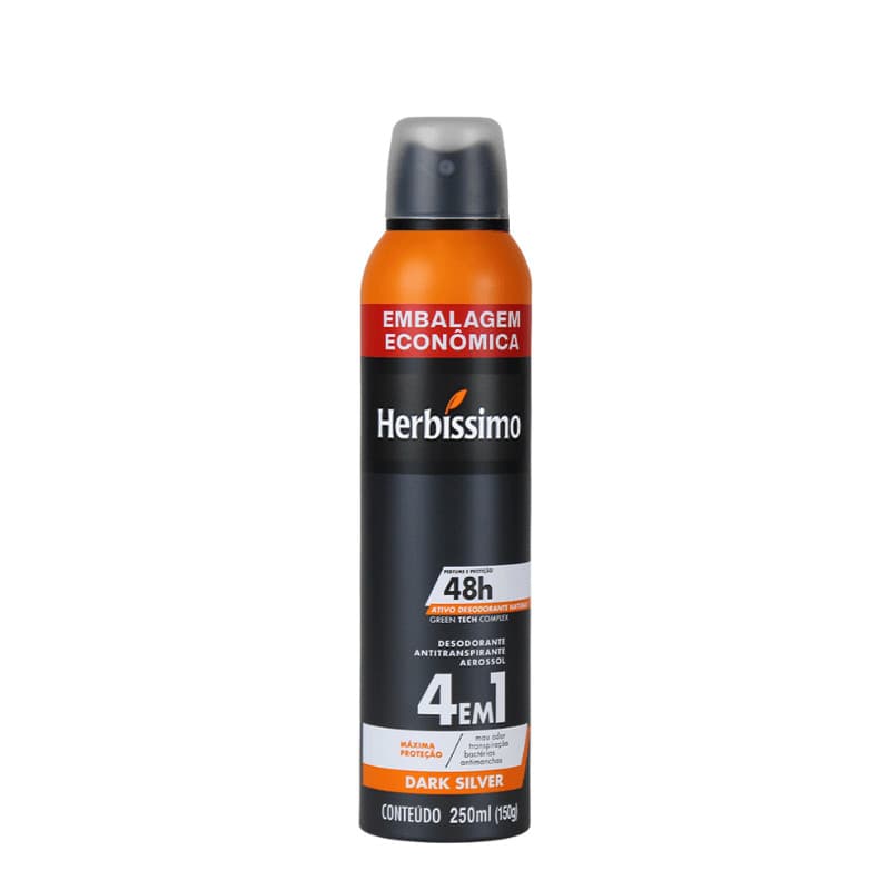 Desodorante Aerosol Antitranspirante Herbíssimo Dark Silver 250Ml | Embalagem Econômica