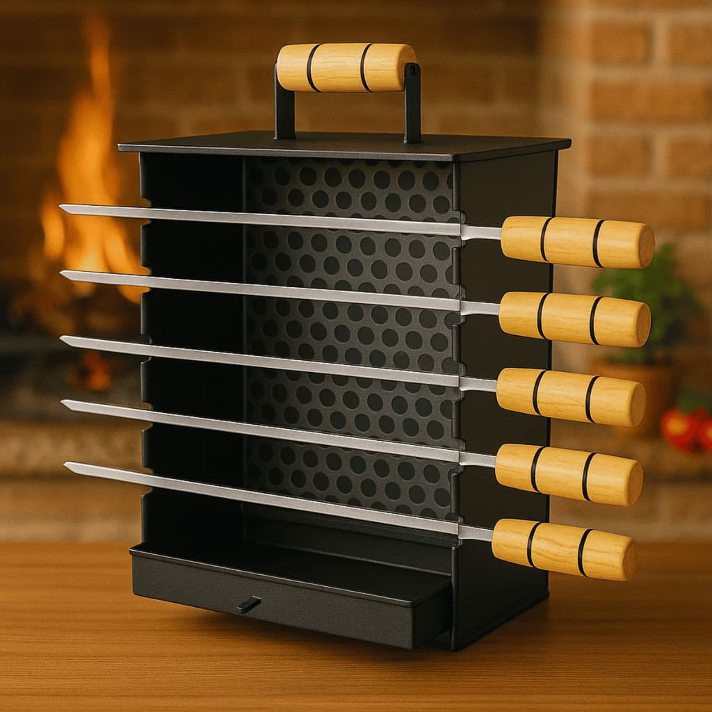 Churrasqueira Espetinho Com 5 Espetos Sem Fumaça Em Aço Carbono Móvel Tradicional