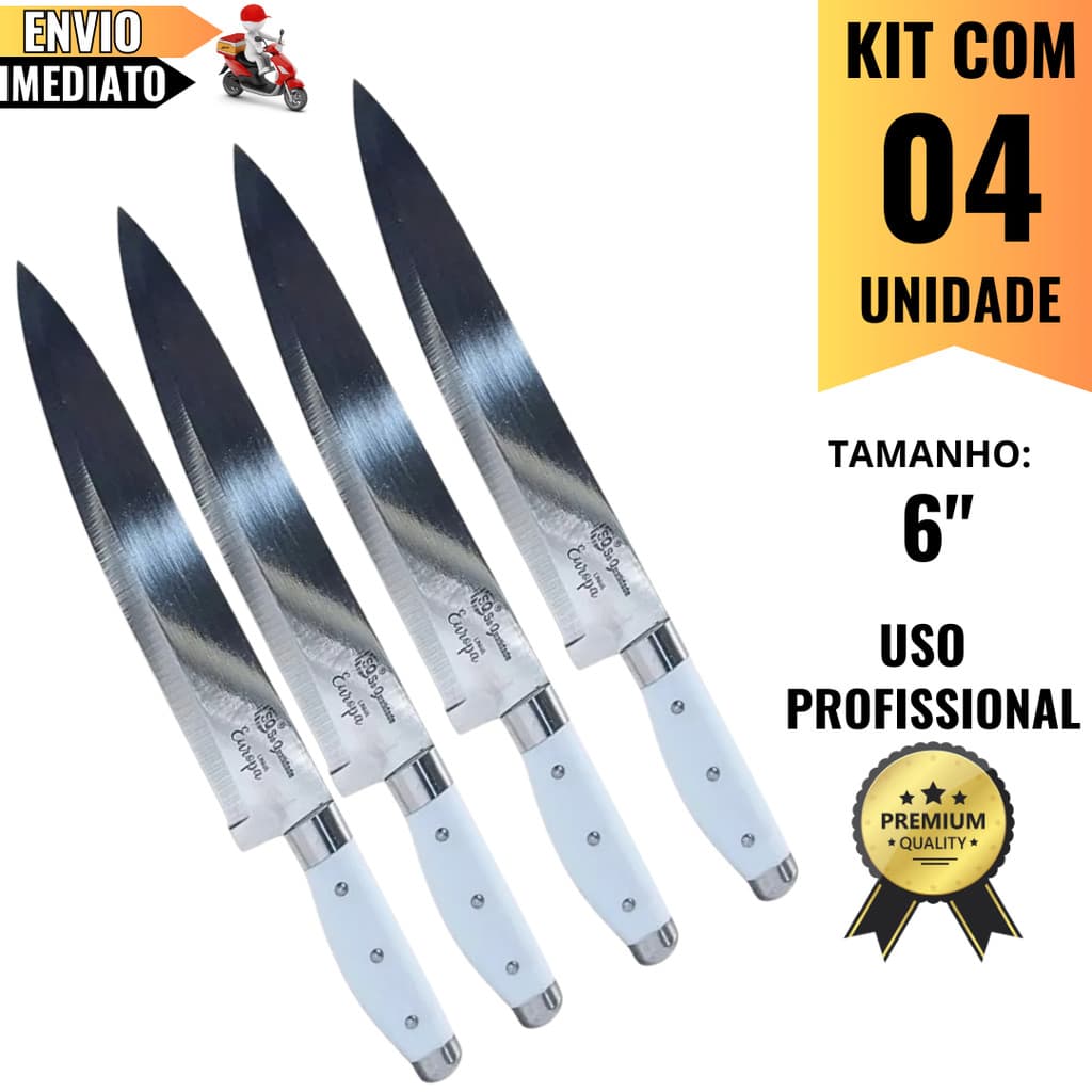 Kit 1 2 ou 4 Facas Linha Europa 26.8 cm em Aço Inox – Resistência, Precisão e Qualidade para Chefs e Churrasqueiros