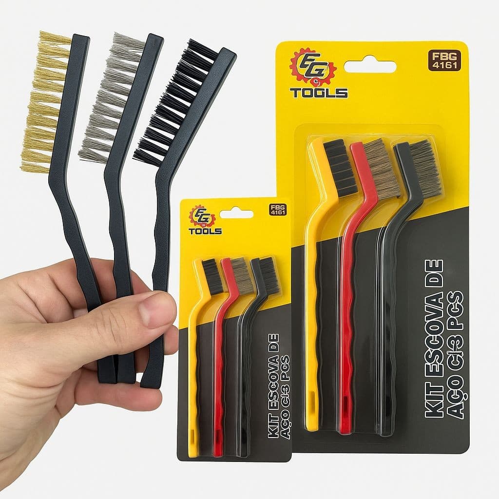 Kit 3/6 Unidades Escova De Aço Para Limpeza Pesada Limpeza Doméstica Cabo Ergonômico