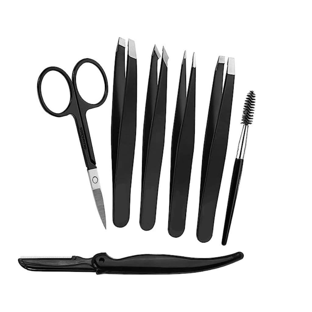 Kit 7 Peças Para Limpeza de Sobrancelha Tesoura/ Pinça/ Escovinha.