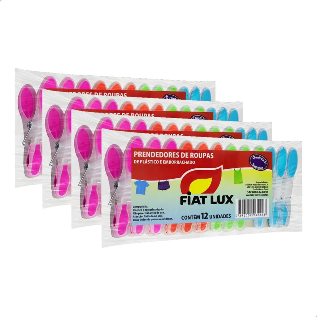 Kit 48 unidades Prendedores de Roupas Plástico Emborrachado para Varal Alta Qualidade Fiat Lux