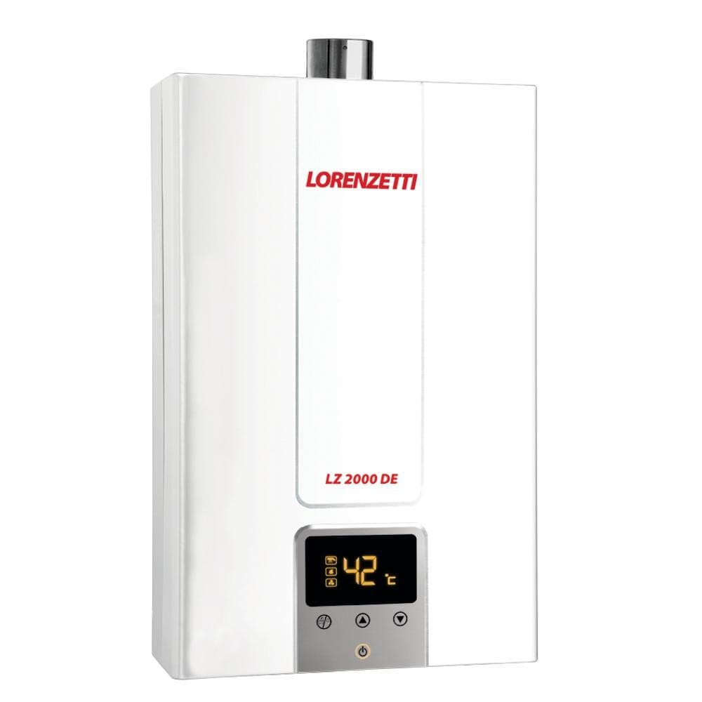 Aquecedor De Água A Gás Lorenzetti 20 Litros LZ 2000DE-B Branco Bivolt Digital Para GN
