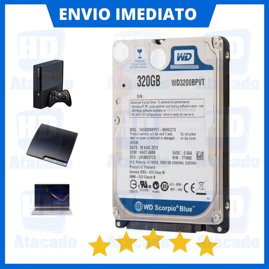 HD 320GB Interno SATA 3 de Xbox/Playstation/Notebook - Slim 2.5'' Disco Rígido
