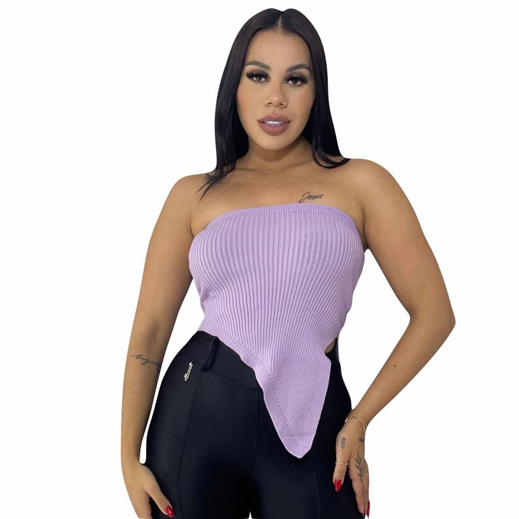 Tricô Croped Modal Blusa Tomara Q Caia Primavera Verão