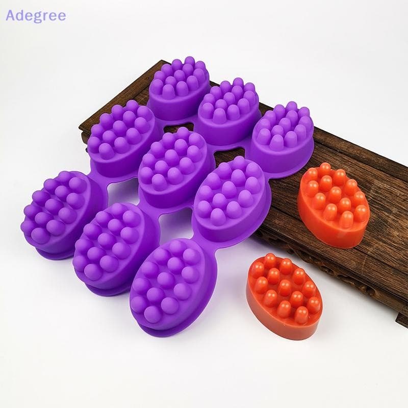 Adegree 3d Silicone Sabão Molde Massagem Forma Para Fazendo Ferramenta Oval Spa Artesanato Acessórios Novo