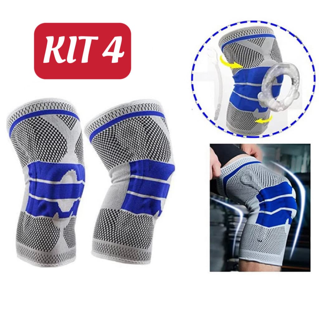 Joelheira Compressão Flexivel 3D Ortopedica Esportiva Anel e Haste Flexivel Treino Alívio Dor Joelho -super