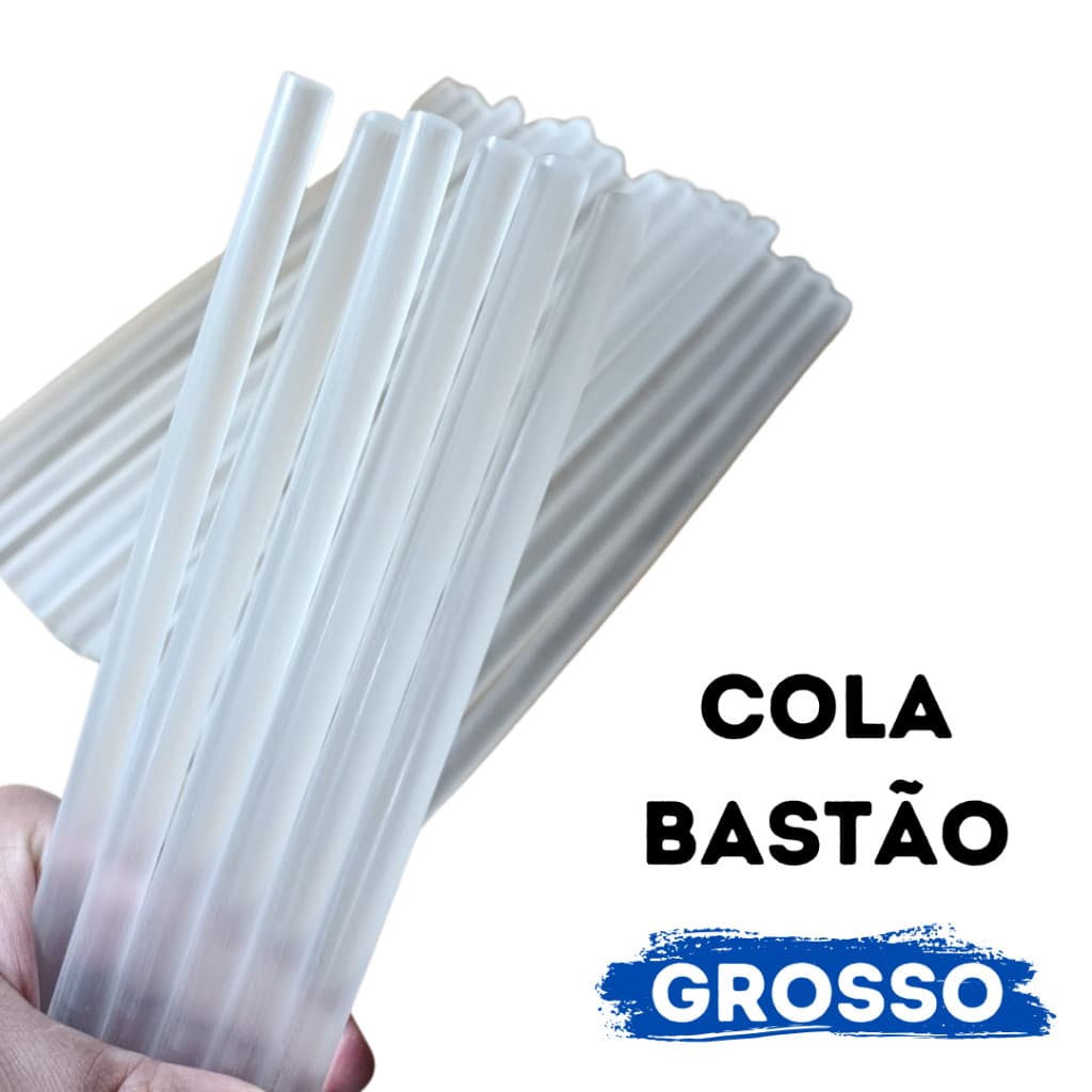 Bastão Cola Quente Grossa Semi Transparente de 11 mm e 30 cm de comprimento Artesanato Profissionais Papelaria