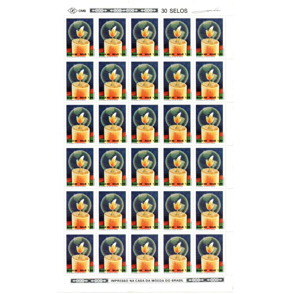 Folha 30 selos Brasil - Dia nacional de Ação de Graças 1989
