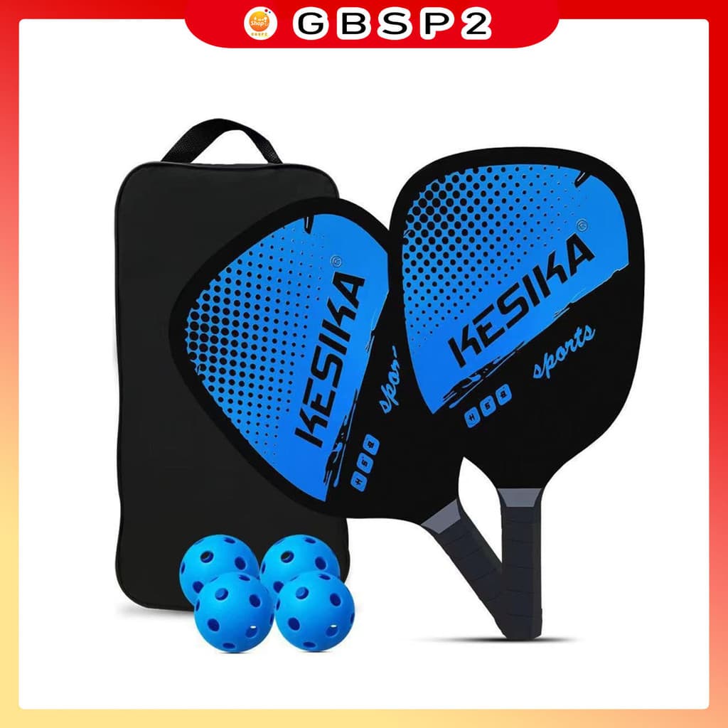 Kit De Raquetes Pickleball Madeira  Outdoor Esportivo Com 2 Raquete Pickleballs 4 Bolas 1 Bolsa de Armazenamento