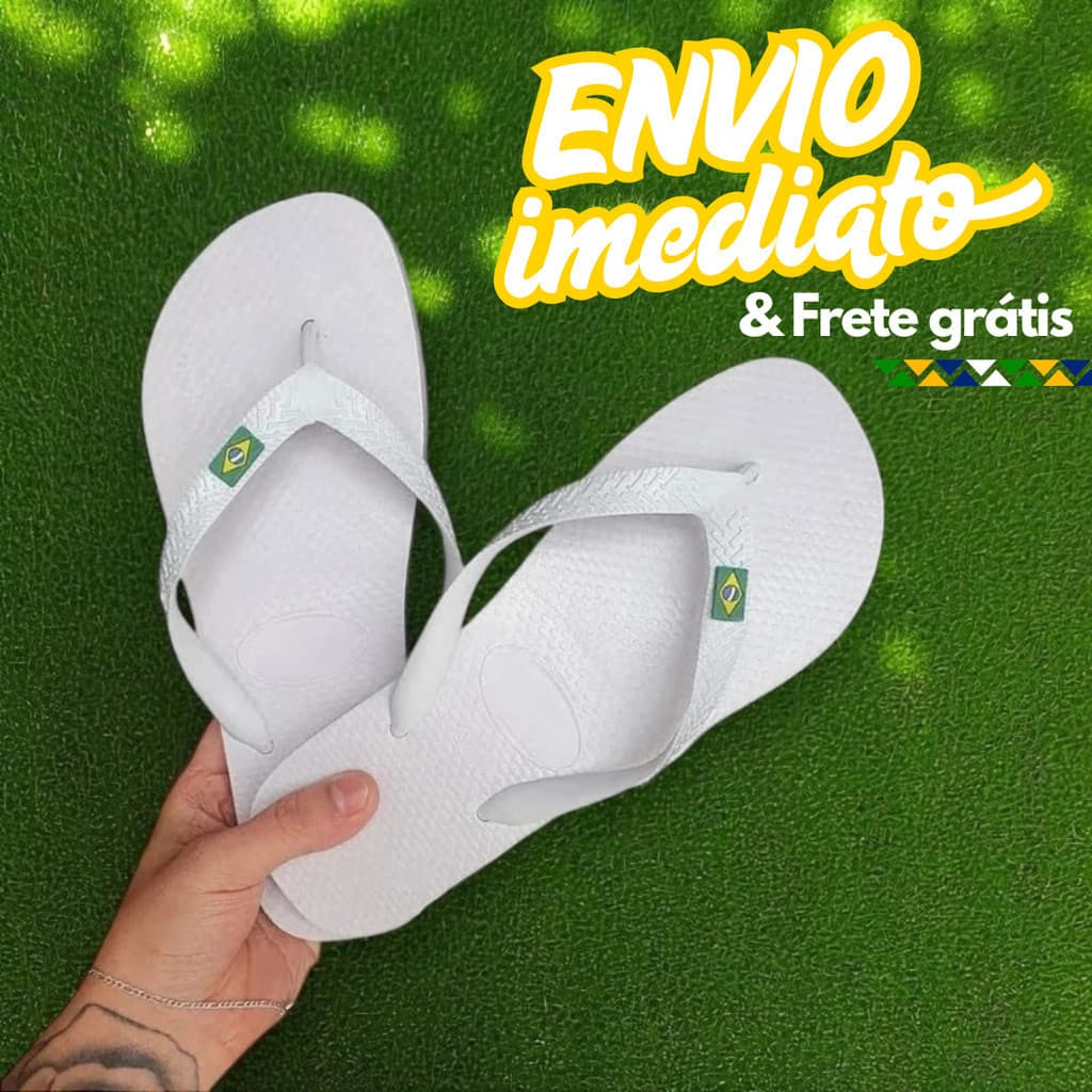Chinelo Brasil Masculino Adulto e Infantil Branco Preto 25 ao 44 –  Promoção Barato