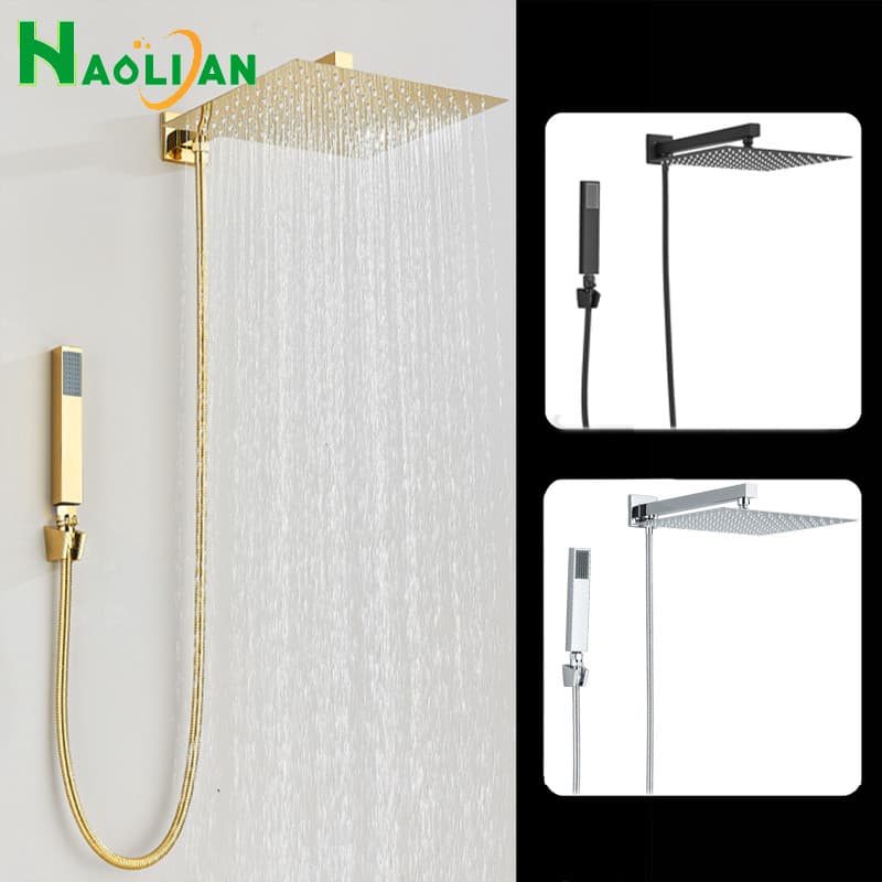 Chuveiro 20cm/30cm Quadrado De Aço Inoxidável Com Corrediça E Manual