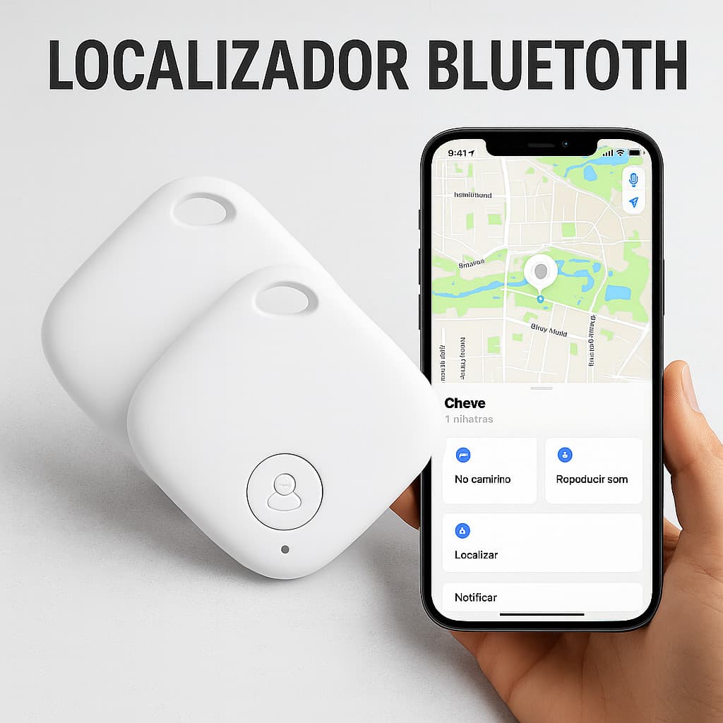 Kit 2 Mini Localizador Smart AirTag Rastreador GPS Anti-Perda Bluetooth Rastreador Objetos Pet Carro Moto Bolsas Malas