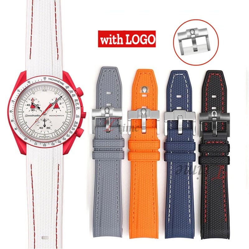 Pulseira De Relógio De Borracha De Silicone Para Omg X S-watch Joint Moonwatch Mergulho Com Extremidade Curvada 20mm