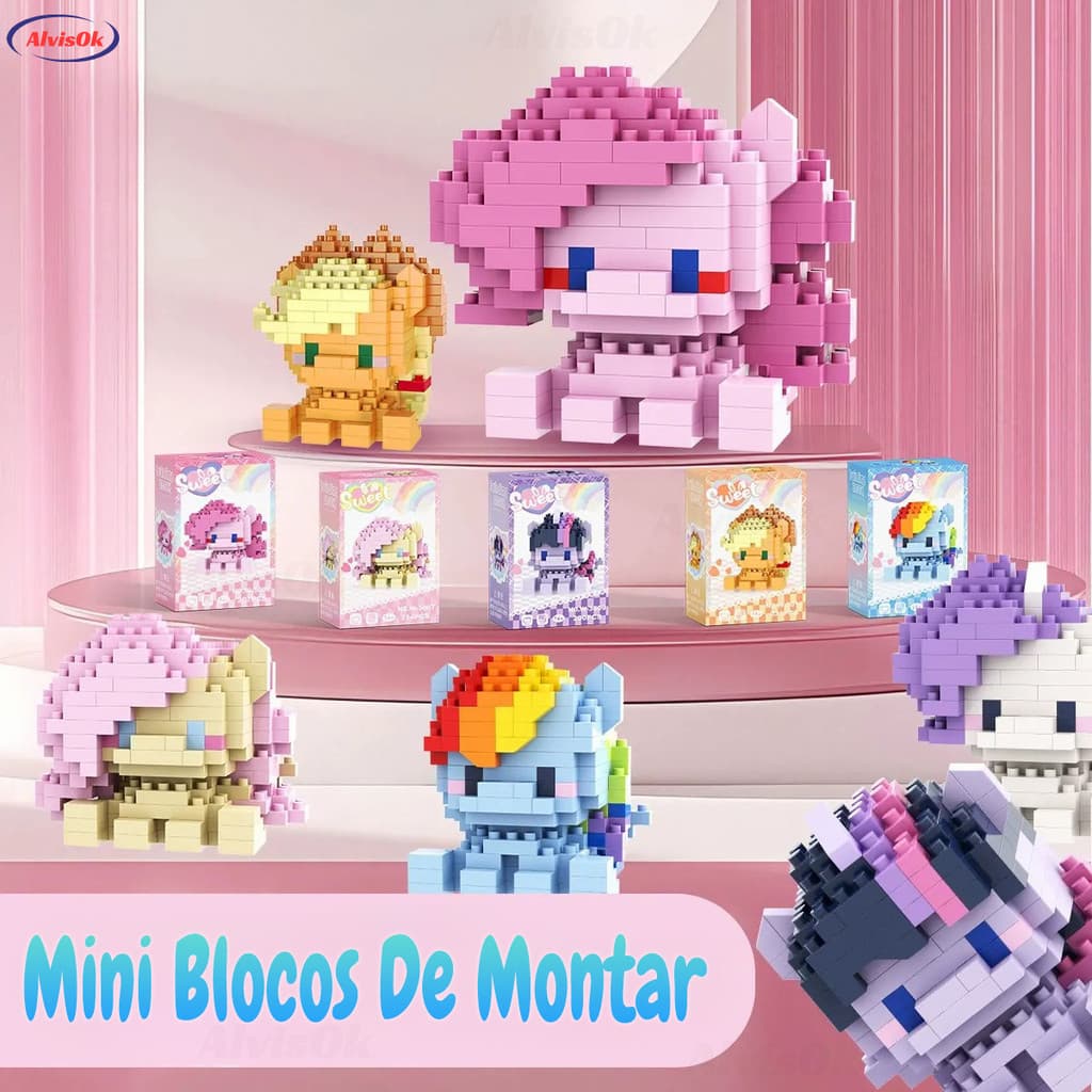 My Little Pony mini blocos criativos para montar e decorar, presente infantil especial