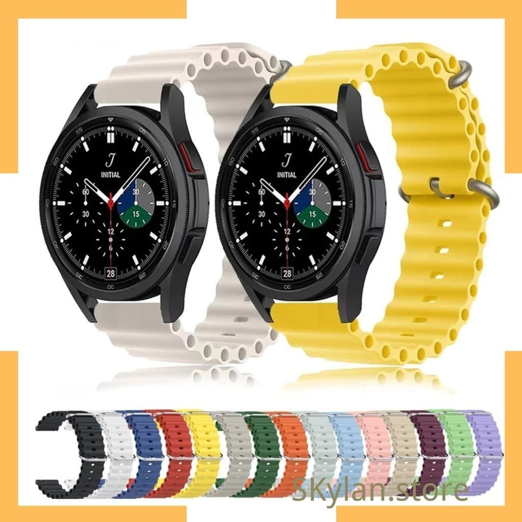 Pulseira Oceano silicone Compatível Para 20/22mm Samsung Galaxy Watch,6-4 Classic,Active 2, Gear S3, Huawei GT 4-3