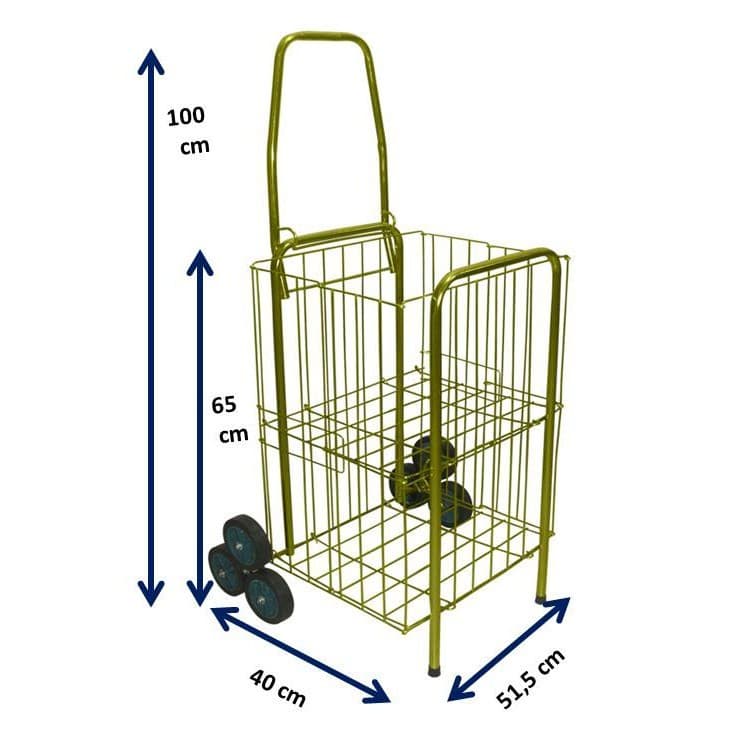 Carrinho Feira 6 rodas Sanfonada Aranha Super Resistente Feito Aço para subir escada e Cabo Dobrável