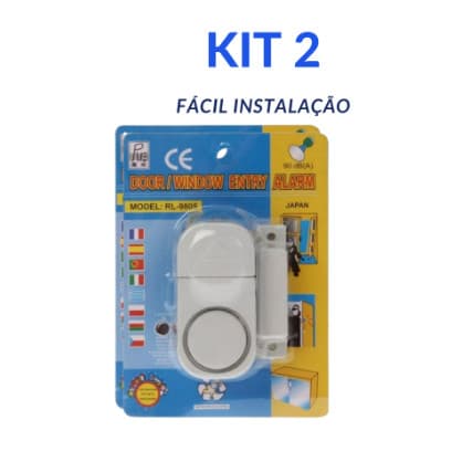 Kit com 2 Alarme Sonoro para Portas e Janela Sem Fios Contra Invasão